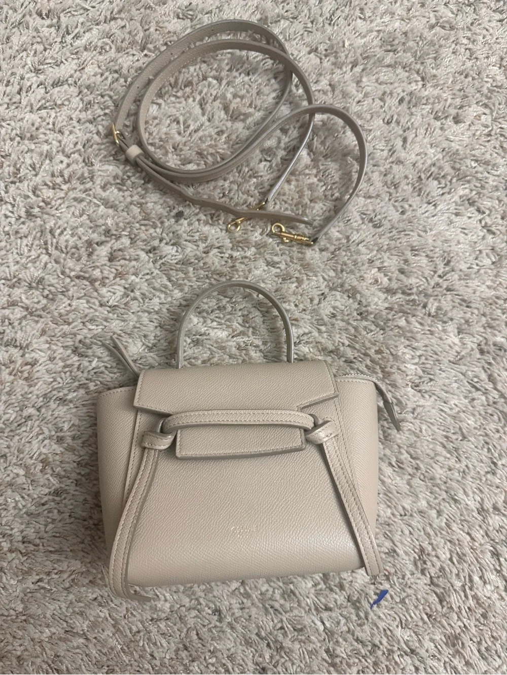 Celine Mini Satchel in Light Taupe with Gold Hardware